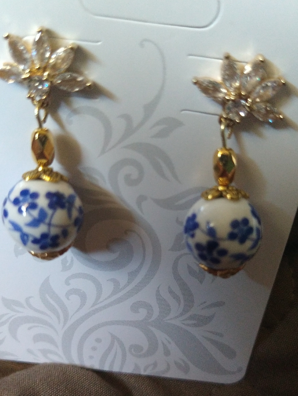 Porcelain Blue Flower Earrings
